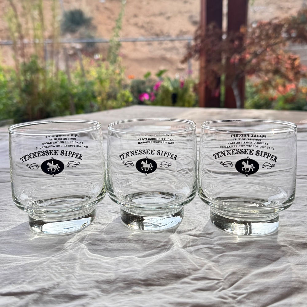 Vintage Jack Daniels Tennessee Sipper Squire Precept Glasses Set of 3